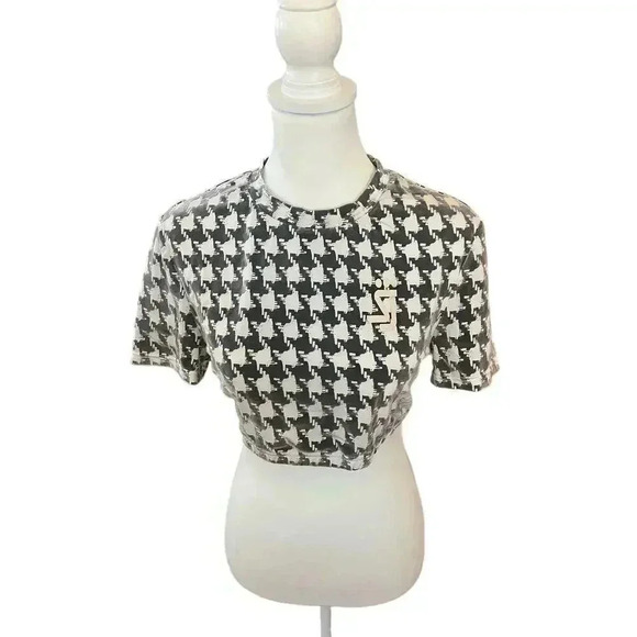 shane justin crop top velvet houndstooth size xl - Picture 3 of 8